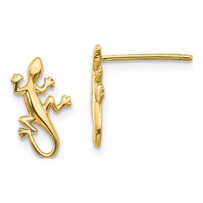 14K Yellow Gold Gecko Stud Earrings