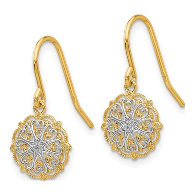 14K Yellow Gold Medallion Dangle Earrings – view 3