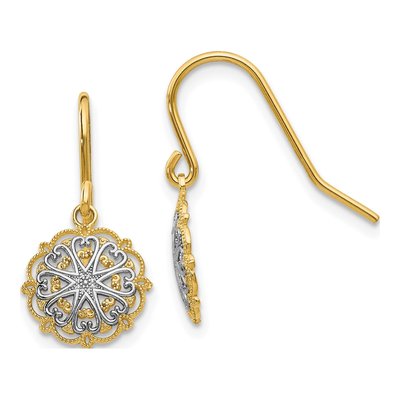 14K Yellow Gold Medallion Dangle Earrings