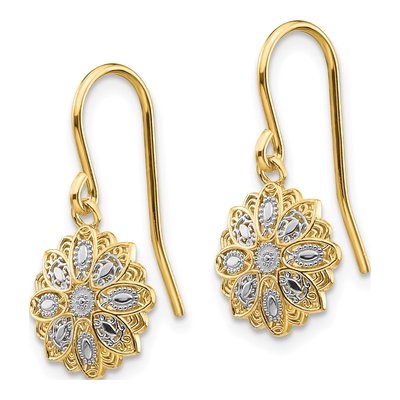 14K Yellow Gold Diamond-Cut Medallion Dangle Earrings – view 3