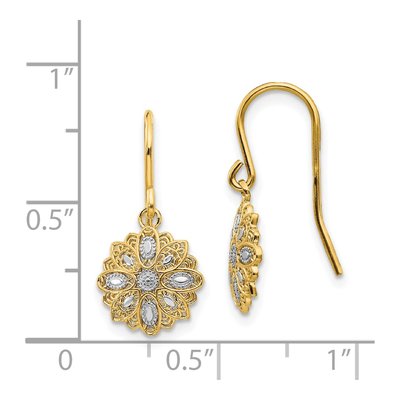 14K Yellow Gold Diamond-Cut Medallion Dangle Earrings – view 5
