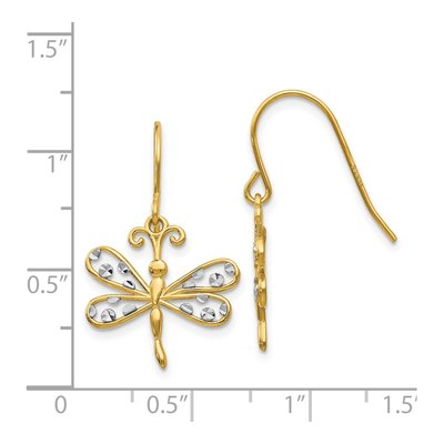 14K Yellow Gold Dragonfly Dangle Earrings – view 5