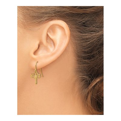 14K Yellow Gold Dragonfly Dangle Earrings – view 4