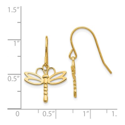 14K Yellow Gold Dragonfly Dangle Earrings – view 5