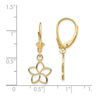 14K Yellow Gold Cut-Out Flower Leverback Earrings – view 5