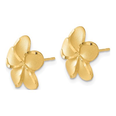 14K Yellow Gold Plumeria Stud Earrings – view 2