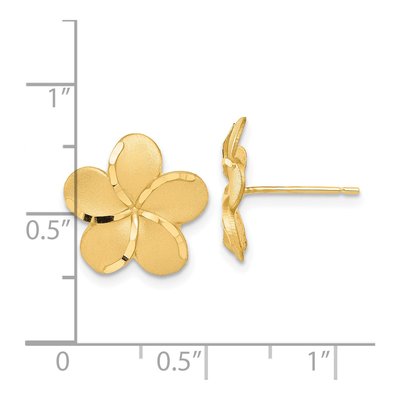 14K Yellow Gold Plumeria Stud Earrings – view 4