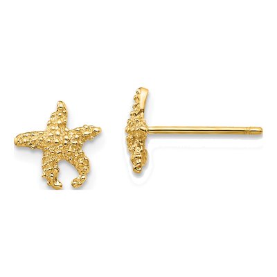 14K Yellow Gold Starfish Stud Earrings