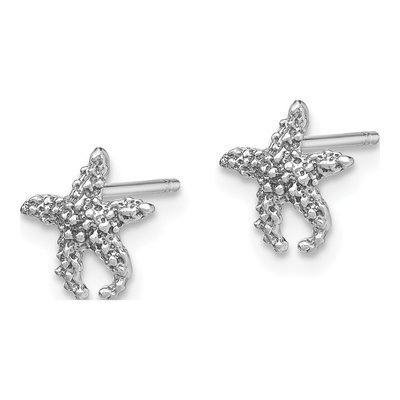 14K White Gold Starfish Stud Earrings – view 2