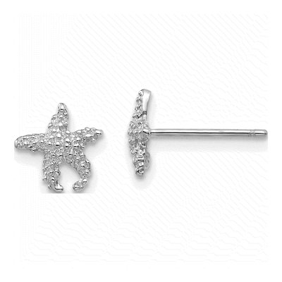 14K White Gold Starfish Stud Earrings