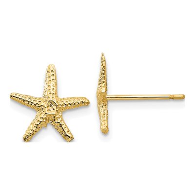 14K Yellow Gold Starfish Stud Earrings