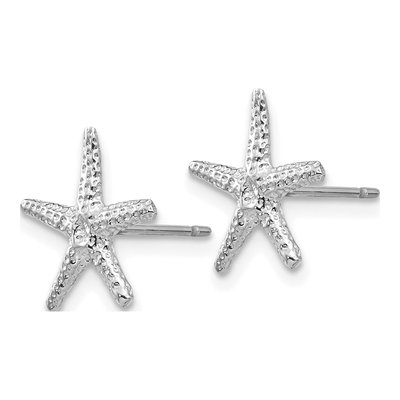 14K White Gold Starfish Stud Earrings – view 3