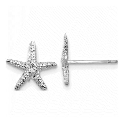 14K White Gold Starfish Stud Earrings