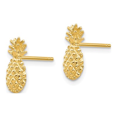 14K Yellow Gold Pineapple Stud Earrings – view 3