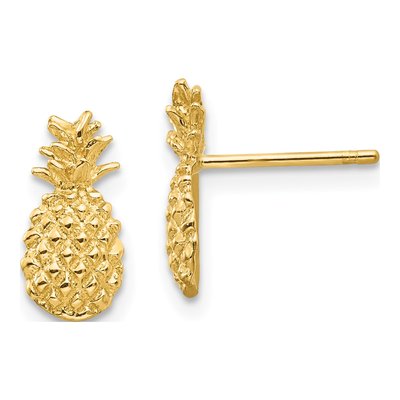 14K Yellow Gold Pineapple Stud Earrings