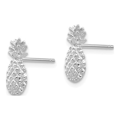 14K White Gold Pineapple Button Stud Earrings – view 3