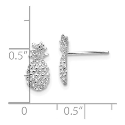 14K White Gold Pineapple Button Stud Earrings – view 5