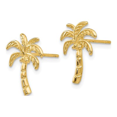 14K Yellow Gold Palm Tree Stud Earrings – view 3