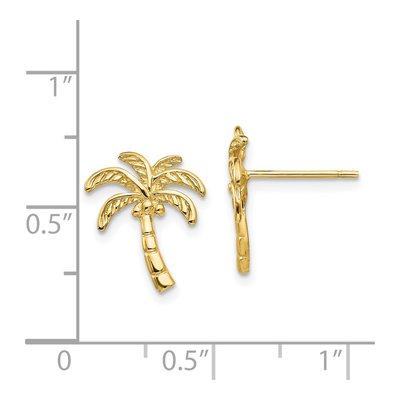 14K Yellow Gold Palm Tree Stud Earrings – view 5