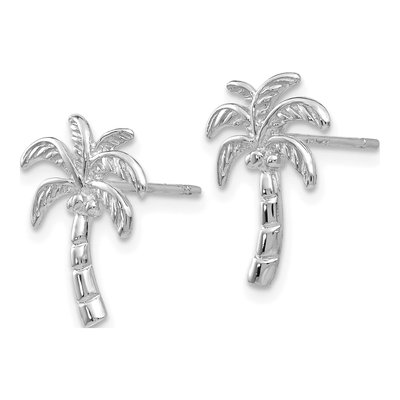 14K White Gold Palm Tree Stud Earrings – view 3