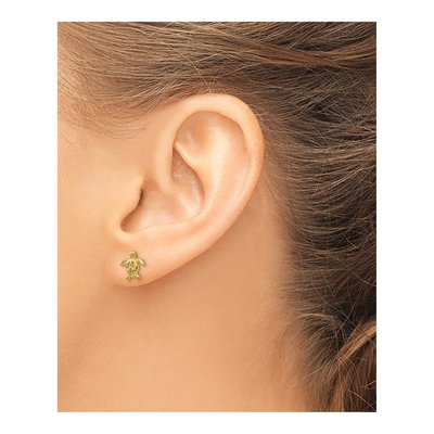 14K Yellow Gold Turtle Peace Symbol Stud Earrings – view 4