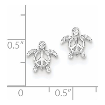 14K White Gold Peace Turtle Stud Earrings – view 5