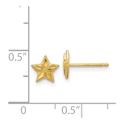 14K Yellow Gold Diamond-Cut Star Stud Earrings – view 5