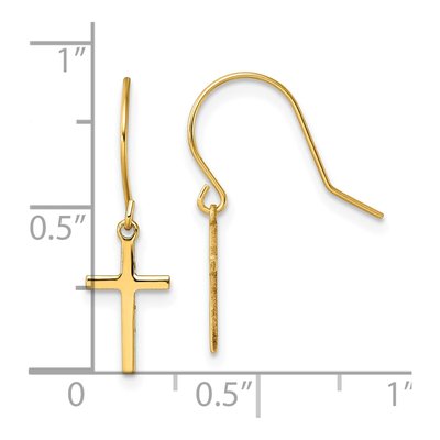 14K Yellow Gold Cross French Hook Dangle Earrings – view 5