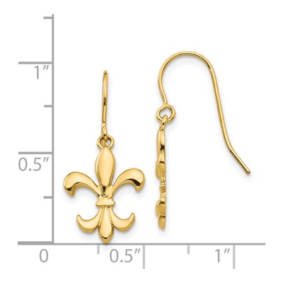 14K Yellow Gold Fleur de Lis Dangle Earrings – view 5
