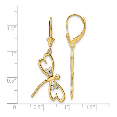 14K Yellow Gold Dragonfly Leverback Earrings – view 5