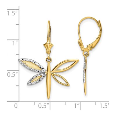 14K Yellow Gold Dragonfly Leverback Earrings – view 5