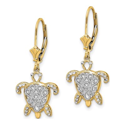 14K Yellow Gold Turtle Leverback Earrings – view 3