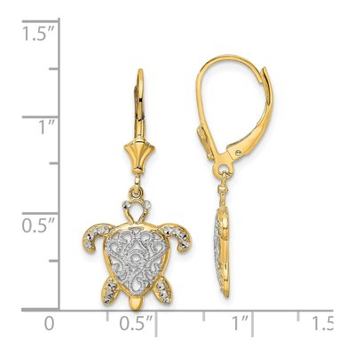 14K Yellow Gold Turtle Leverback Earrings – view 5