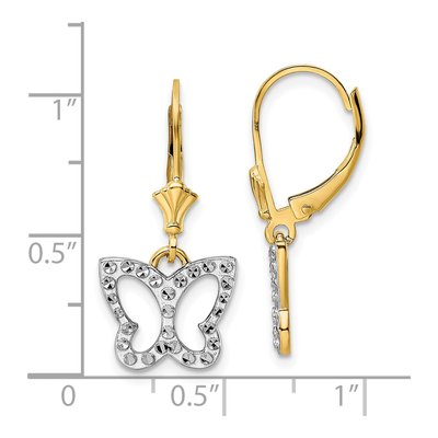 14K Yellow Gold Diamond-Cut Butterfly Leverback Earrings – view 5