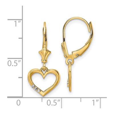 14K Yellow Gold Open Heart Leverback Earrings – view 5