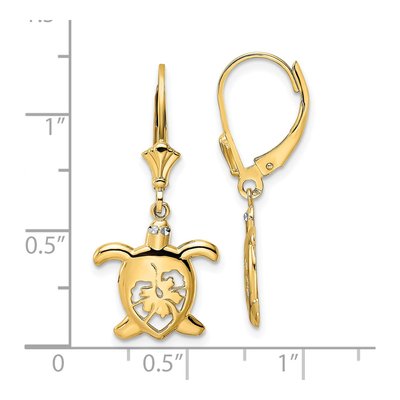 14K Yellow Gold Turtle Leverback Earrings – view 5