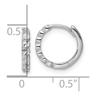 14K White Gold 11mm Diamond-Cut Huggie Hoop Earrings – view 5