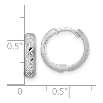 14K White Gold 13mm Diamond-Cut Huggie Hoop Earrings – view 5