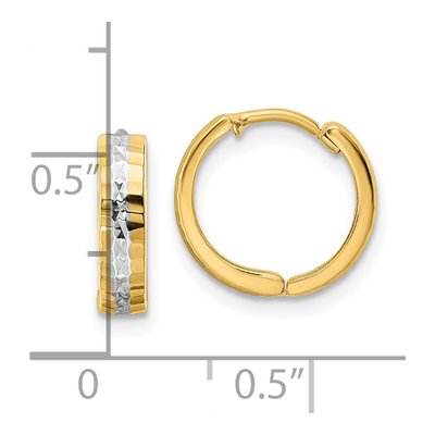 14K Yellow Gold 12mm Diamond-Cut Huggie Hoop Earrings – view 5
