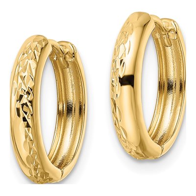 14K Yellow Gold 15mm Huggie Hoop Earrings – view 3
