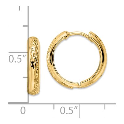14K Yellow Gold 15mm Huggie Hoop Earrings – view 5