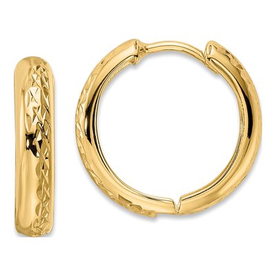 14K Yellow Gold 15mm Huggie Hoop Earrings