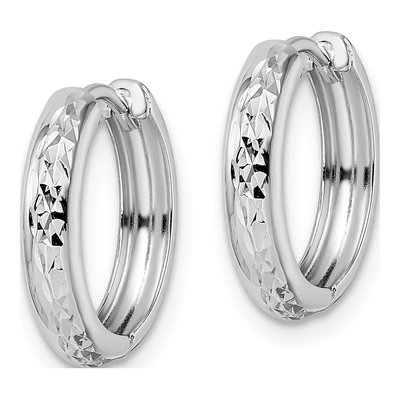 14K White Gold 15mm Huggie Hoop Earrings – view 3