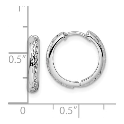 14K White Gold 15mm Huggie Hoop Earrings – view 5
