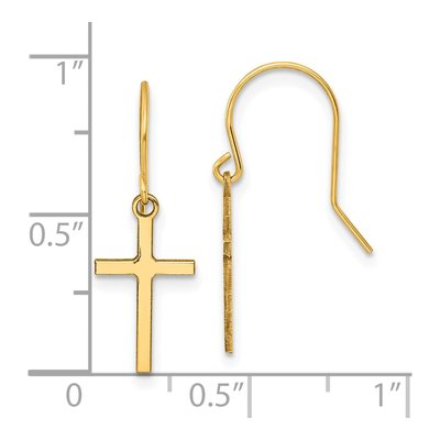 14K Yellow Gold Cross French Hook Dangle Earrings – view 5