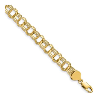 14K Yellow Gold Triple Link Charm Bracelet
