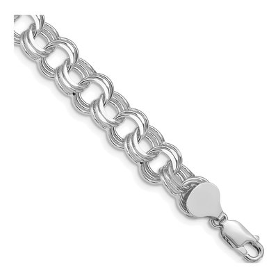 14K White Gold Triple Link Charm Bracelet