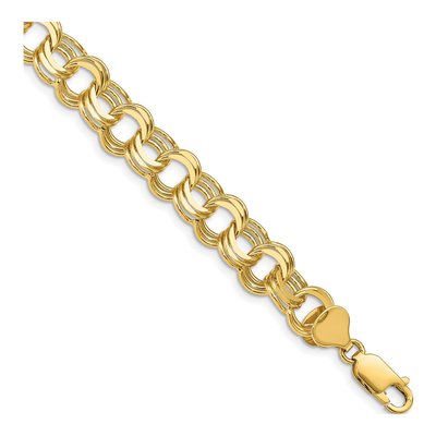 14K Yellow Gold Triple Link Charm Bracelet