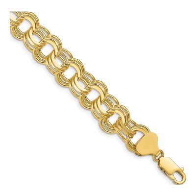 14K Yellow Gold Triple Link Charm Bracelet