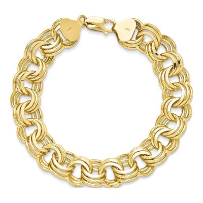14K Yellow Gold Triple Link Charm Bracelet – view 4